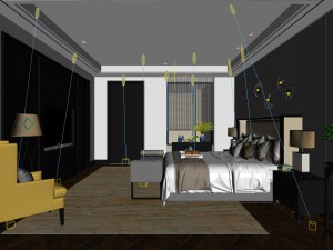stylish bedroom complete 167 3D Model