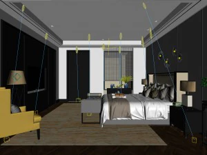 stylish bedroom complete 167 3D Model
