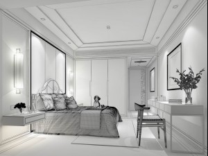 stylish bedroom complete 168 3D Model