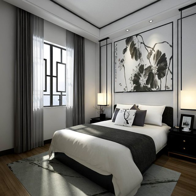 stylish bedroom complete 169 3D मॉडल .c4d .max .obj .3ds .fbx .stl .blend 