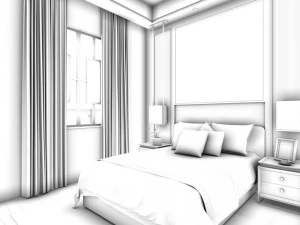 stylish bedroom complete 169 3D Model