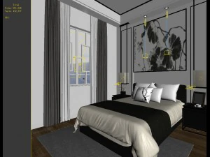 stylish bedroom complete 169 3D Model