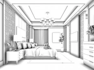 stylish bedroom complete 170 3D Model