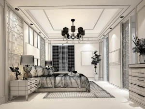 stylish bedroom complete 170 3D Model