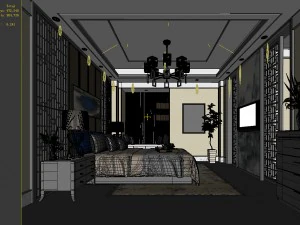 stylish bedroom complete 170 3D Model