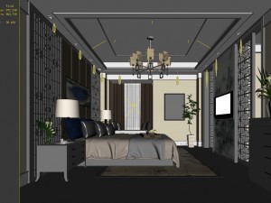 stylish bedroom complete 170 3D 모델
