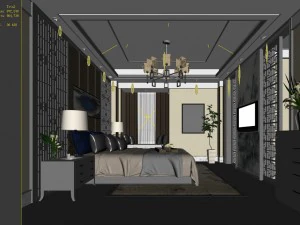stylish bedroom complete 170 3D Model