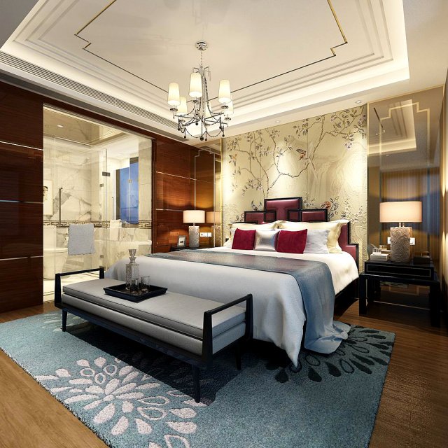 stylish bedroom complete 171 3D मॉडल .c4d .max .obj .3ds .fbx .stl .blend