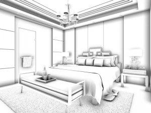 stylish bedroom complete 171 3D Model