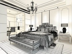 stylish bedroom complete 171 3D Model