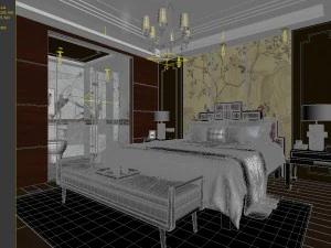 stylish bedroom complete 171 3D Model