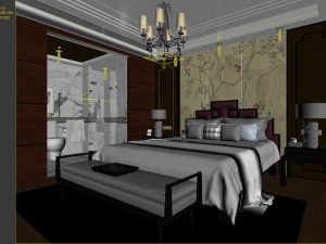 stylish bedroom complete 171 3D Model