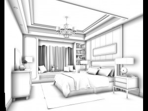 stylish bedroom complete 173 3D मॉडल