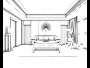 stylish bedroom complete 174 3D 모델