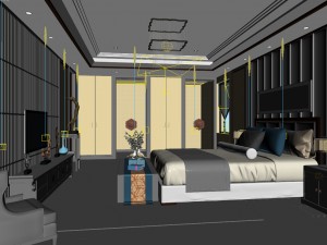 stylish bedroom complete 175 3D मॉडल