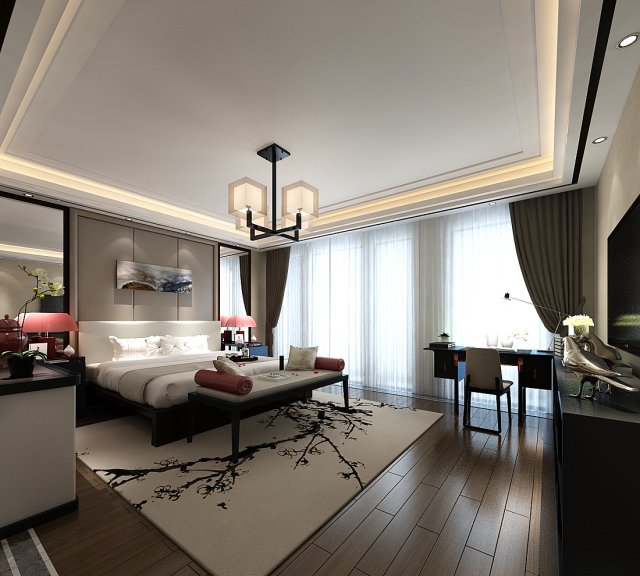 stylish bedroom complete 176 3D 模型 .c4d .max .obj .3ds .fbx .stl .blend 
