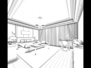 stylish bedroom complete 176 3D Model