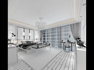 stylish bedroom complete 176 3D Model