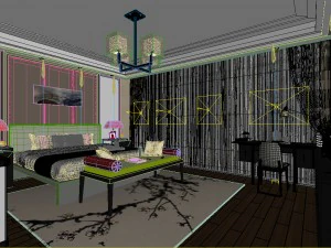 stylish bedroom complete 176 3D Model