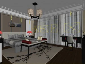 stylish bedroom complete 176 3D Model