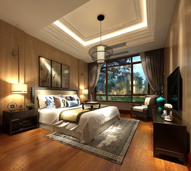 stylish bedroom complete 177 Model 3D .c4d .max .obj .3ds .fbx .stl .blend 