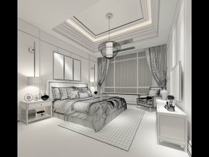 stylish bedroom complete 177 Model 3D