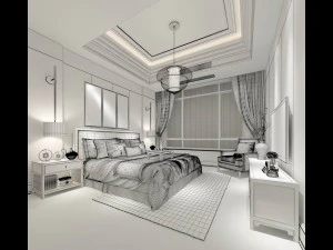 stylish bedroom complete 177 3D Model