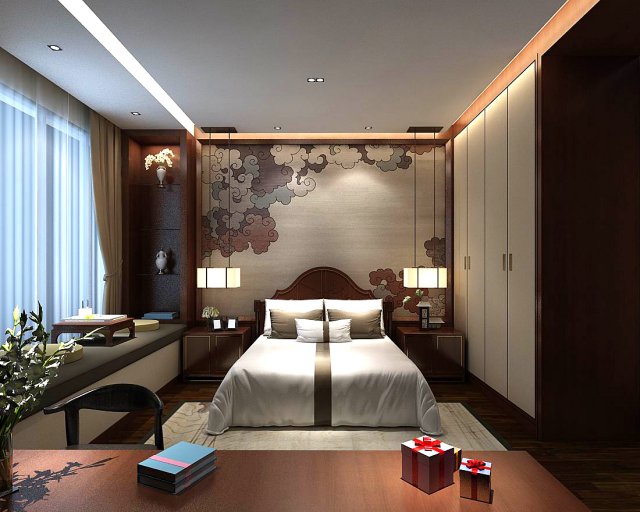 stylish bedroom complete 178 3D Model .c4d .max .obj .3ds .fbx .stl .blend 