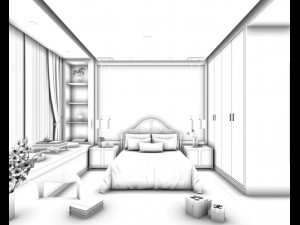 stylish bedroom complete 178 3D Model