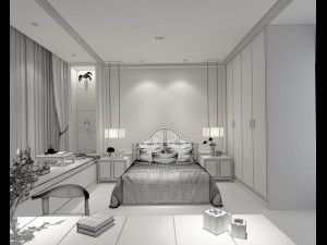 stylish bedroom complete 178 3D Model