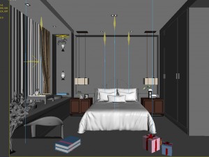 stylish bedroom complete 178 3D Model