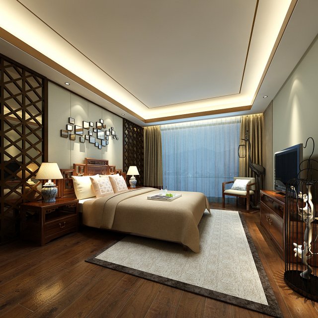 stylish bedroom complete 179 3D Model .c4d .max .obj .3ds .fbx .stl .blend 