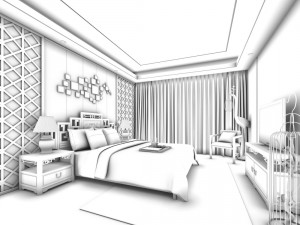 stylish bedroom complete 179 3D Model