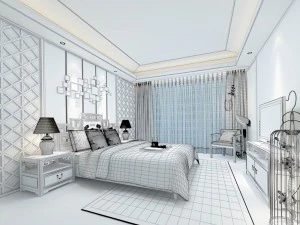 stylish bedroom complete 179 3D Model