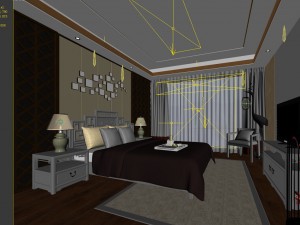stylish bedroom complete 179 3D Model