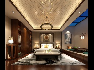 stylish bedroom complete 180 Modello 3D