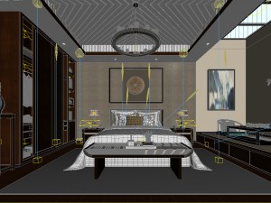 stylish bedroom complete 180 3D Model