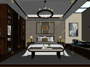 stylish bedroom complete 180 3D Model