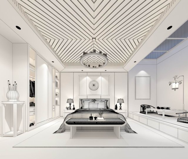 stylish bedroom complete 181 Model 3D .c4d .max .obj .3ds .fbx .stl .blend 