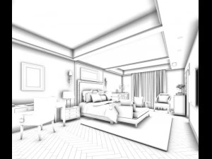 stylish bedroom complete 181 3D Model