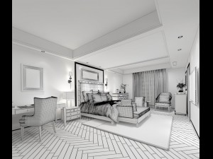 stylish bedroom complete 181 Model 3D