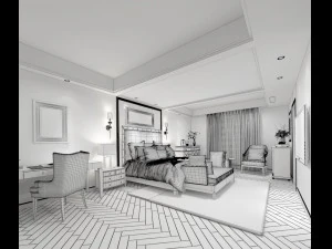 stylish bedroom complete 181 3D Model