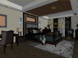 stylish bedroom complete 181 Model 3D
