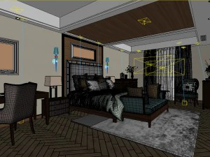 stylish bedroom complete 181 3D Model