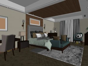 stylish bedroom complete 181 3D Model