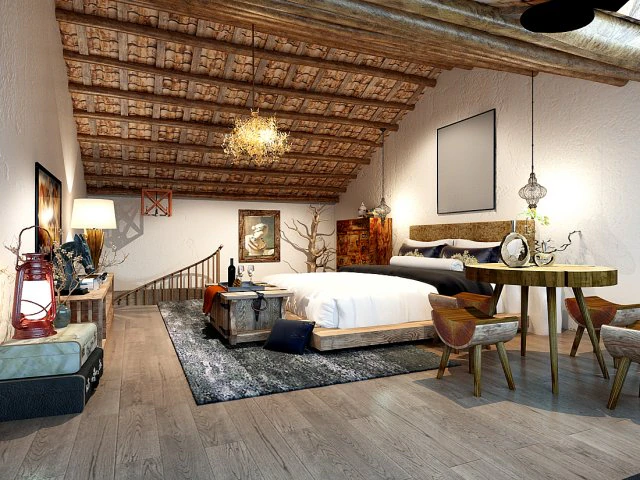 stylish bedroom complete 182 3D Model .c4d .max .obj .3ds .fbx .stl .blend 