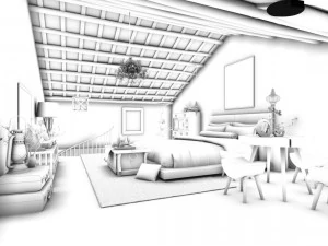 stylish bedroom complete 182 3D Model