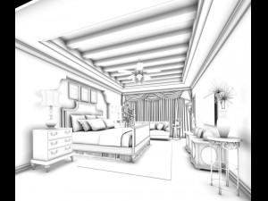 stylish bedroom complete 184 3D Model