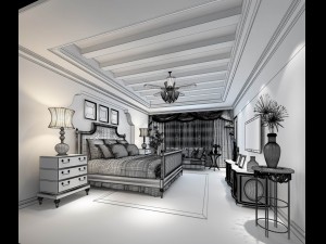 stylish bedroom complete 184 3D Model