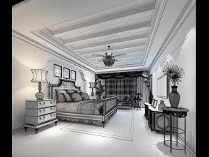 stylish bedroom complete 184 3D Model